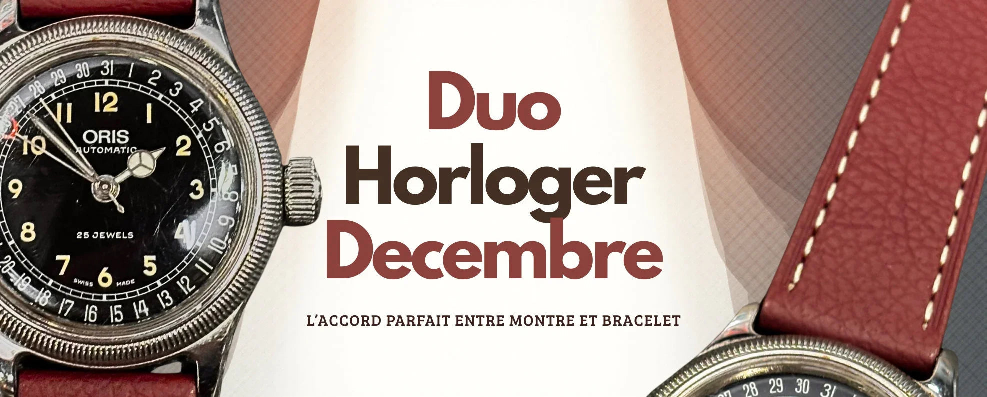 Montre Oris automatique vintage avec bracelet cuir rouge, promotion accessoires montres Misterchrono