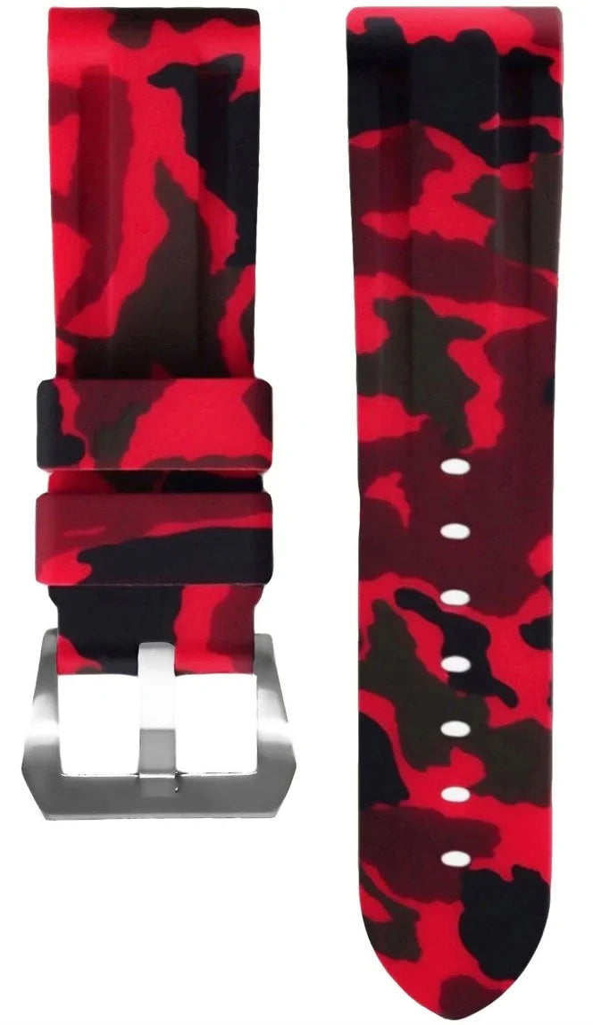 Bracelet Camouflage Caoutchouc pour Panerai rouge - vue principale
