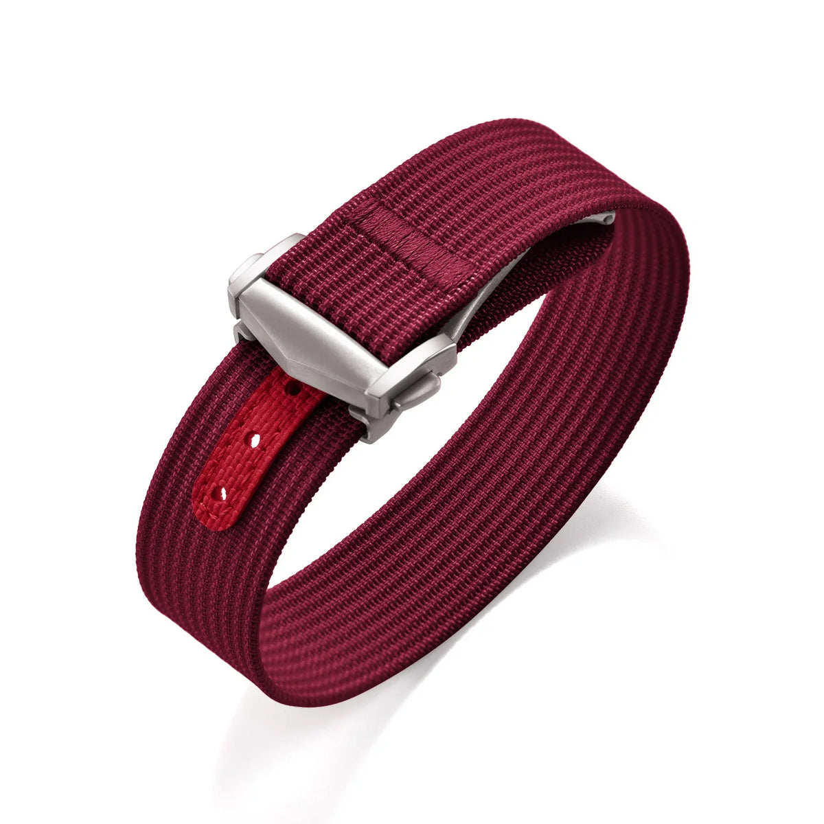 Bracelet NATO nervuré KronoKeeper avec boucle déployante - Rouge foncé - vue principale