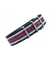 Bracelet nylon NATO Noir/Blanc/Rouge/Bleu