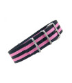 Bracelet nylon NATO Noir/Rose