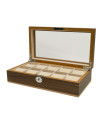 Clipperton 10 watch box in brown wood with glass lid