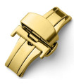 Double folding clasps for leather straps, yellow gold plated