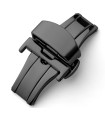 Double folding clasps for leather straps, shiny black PVD