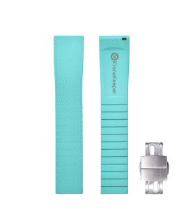 KronoKeeper adjustable Rubber Strap with deployant clasp - Cyan