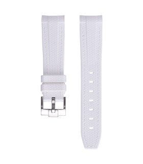 Bracelet caoutchouc texturé pour Omega MoonSwatch -  blanc