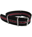 Bracelet nylon NATO noir/rouge/gris