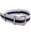 Bracelet nylon NATO Blanc/Bleu marine