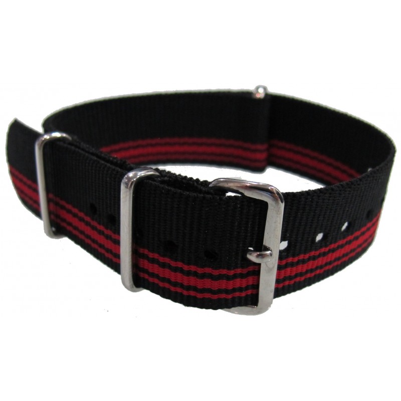 Watch NATO strap black/red bands