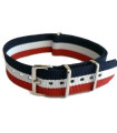 Bracelet nylon NATO Bleu/Blanc/Rouge Drapeau