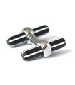 Cufflinks ELIE BLEU Heritage pair in ebony and ivory marquetry