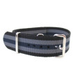 Bracelet nylon NATO Noir/Gris/Bleu