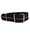 Bracelet nylon NATO Noir/Rouge/Blanc