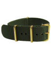 Bracelet NATO nylon vert khaki boucles dorées