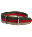 Bracelet nylon NATO Sable / Rouge / Vert