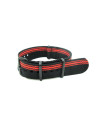 Bracelet nylon NATO Noir/rouge fines bandes PVD 