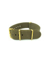 Khaki brown NATO watch strap with golden buckles