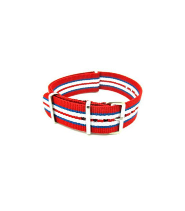 Bracelet nylon NATO rouge/bleu/blanc/rouge