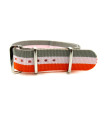 Bracelet NATO nylon gris/blanc/orange