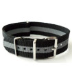 Bracelet nylon NATO Noir/Gris/Noir 