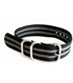 Bracelet NATO Zulu nylon noir/gris "Bond"