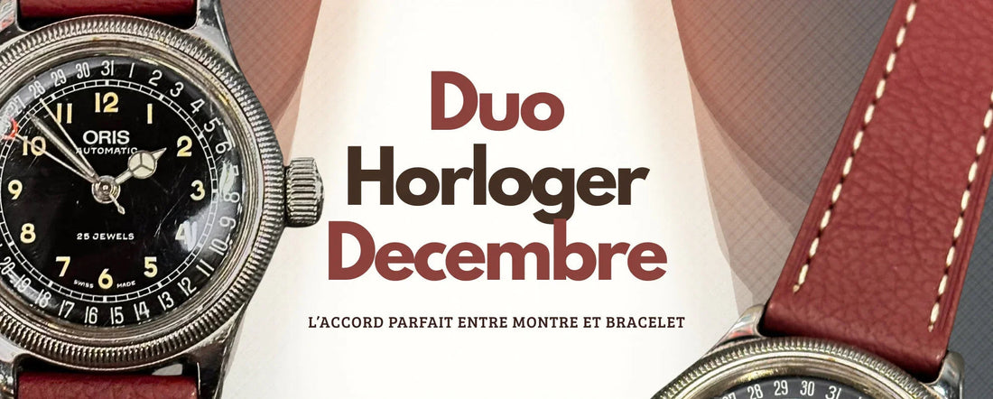 Montre Oris automatique vintage avec bracelet cuir rouge, promotion accessoires montres Misterchrono