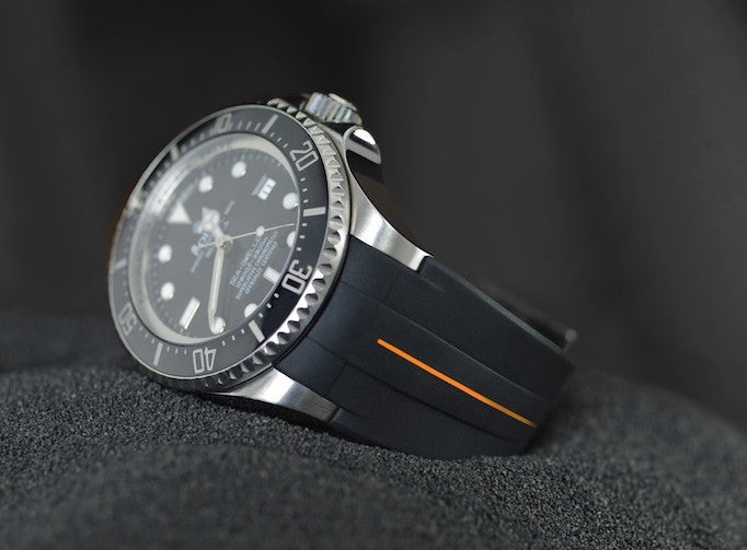 Rubber B strap M107 Black/Orange with buckle