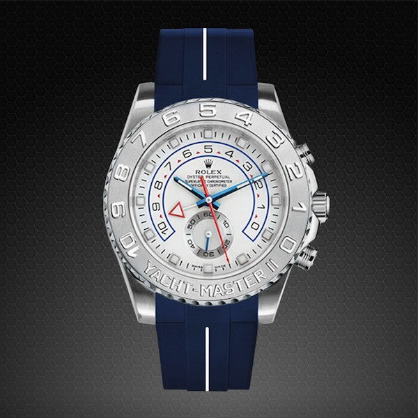 RubberB strap M109 Navy/White for Rolex Yachtmaster II 44mm