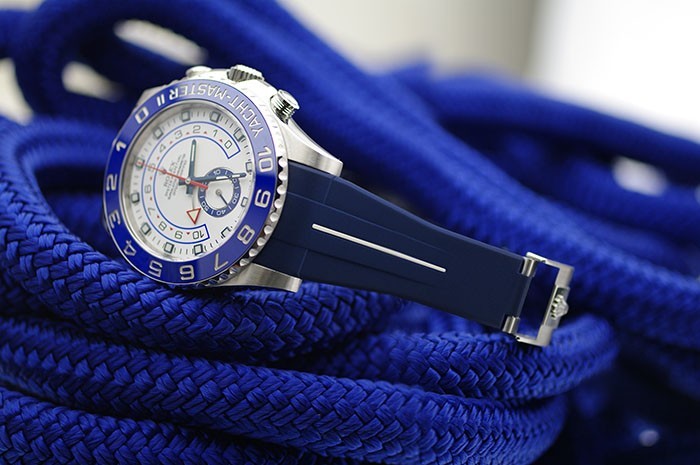 RubberB strap M109 Navy/White for Rolex Yachtmaster II 44mm