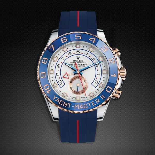 RubberB strap M109 Navy/Red  for Rolex Yachtmaster II 44mm
