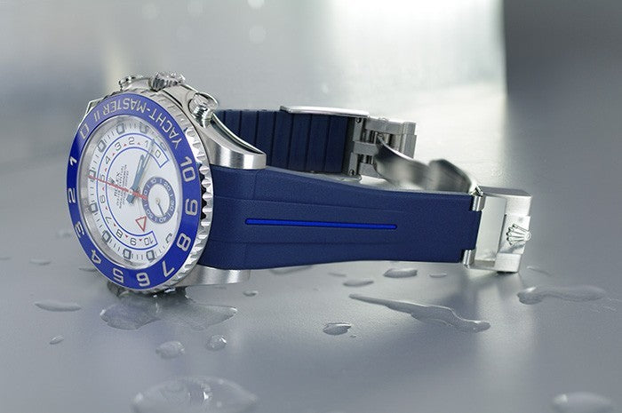 RubberB strap M109 Navy/ Blue for Rolex Yachtmaster II 44mm