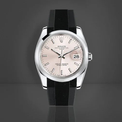 Montre de luxe cadran argenté avec bracelet noir, accessoire disponible sur misterchrono.com