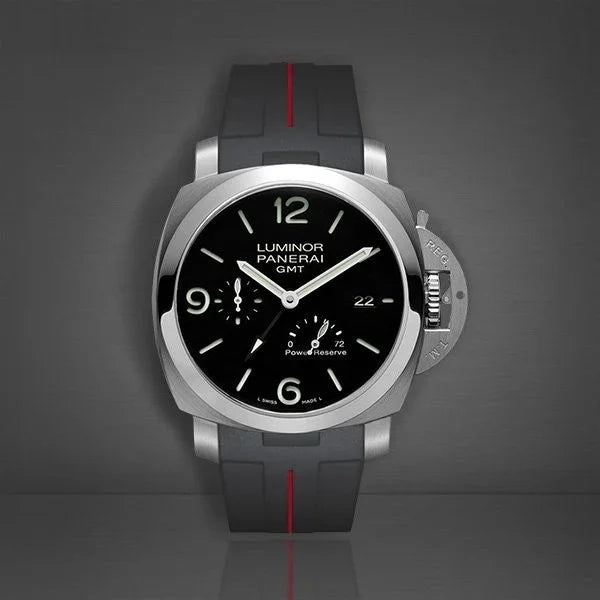 Bracelet RubberB Luminor 44 mm 1950 Type II Noir/Rouge - vue détail