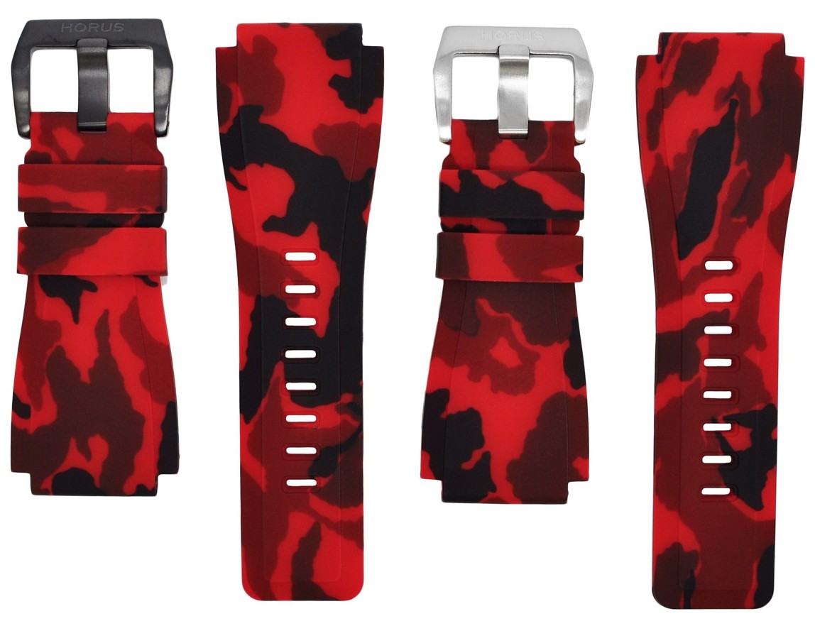 Horus Bracelet Camouflage Caoutchouc pour Bell&Ross rouge
