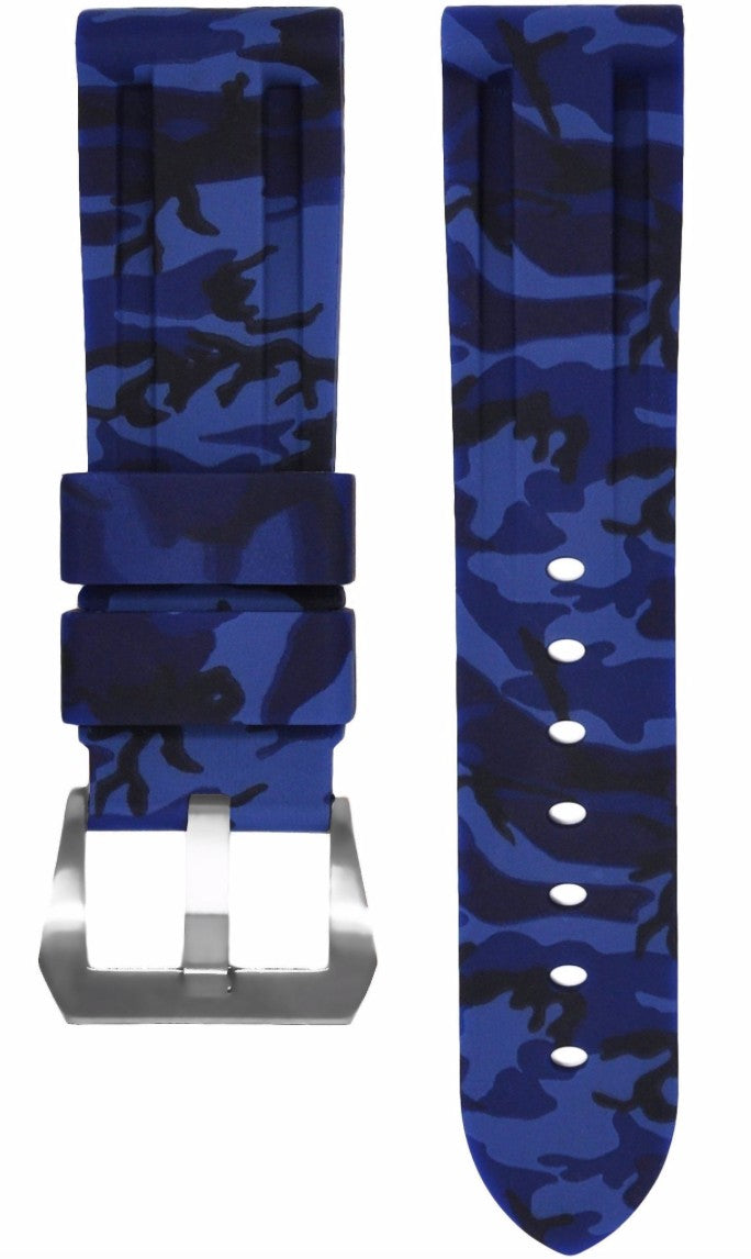 Horus Bracelet Camouflage Caoutchouc pour Panerai bleu