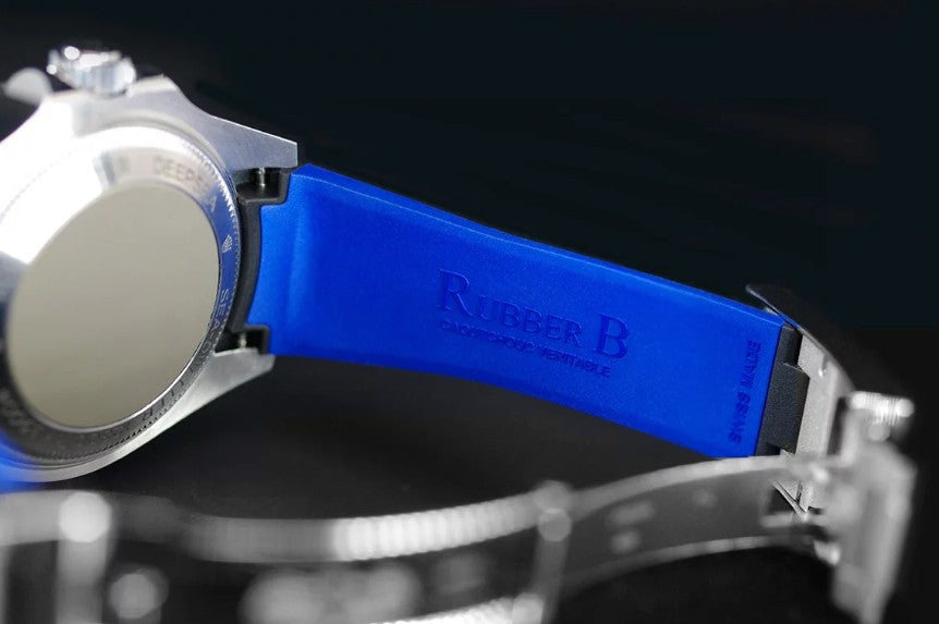 Bracelet RubberB M208 Noir/Bleu pour Rolex Deepsea 126660