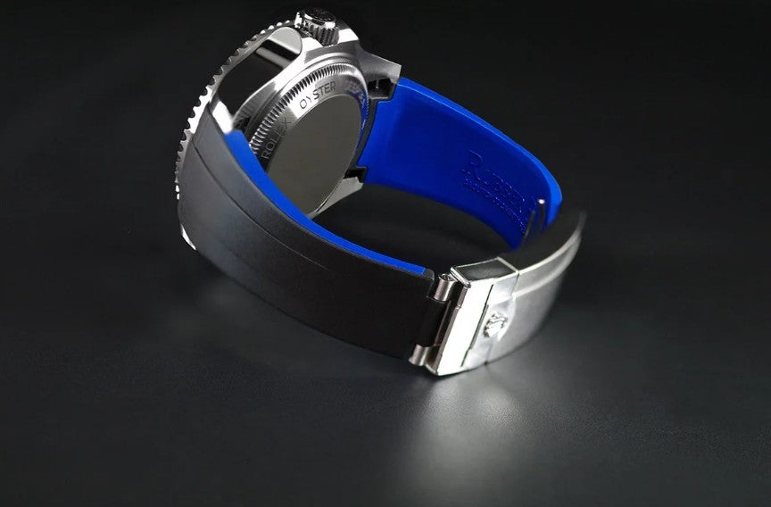 Bracelet RubberB M208 Noir/Bleu pour Rolex Deepsea 126660