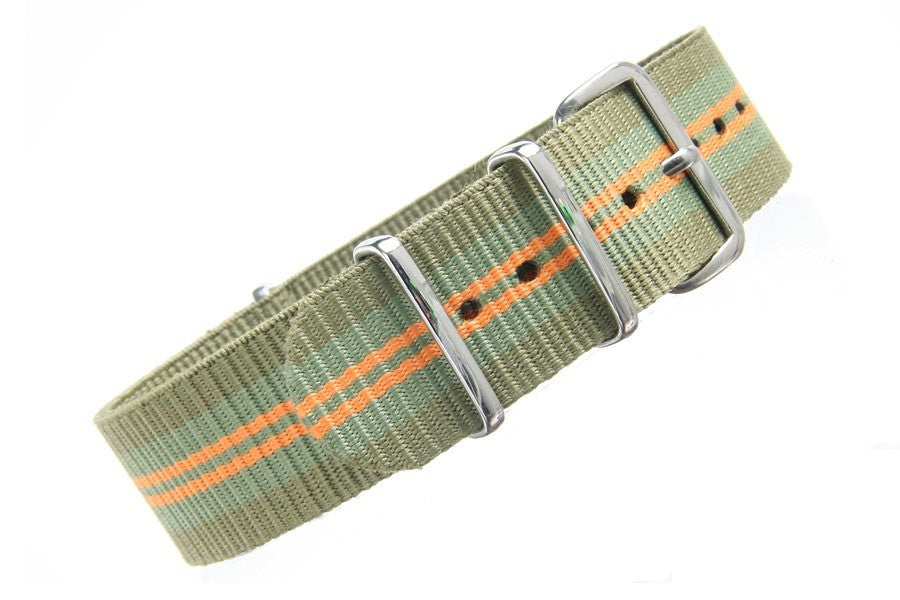 Bracelet nylon NATO Kakhi/Vert/Jaune