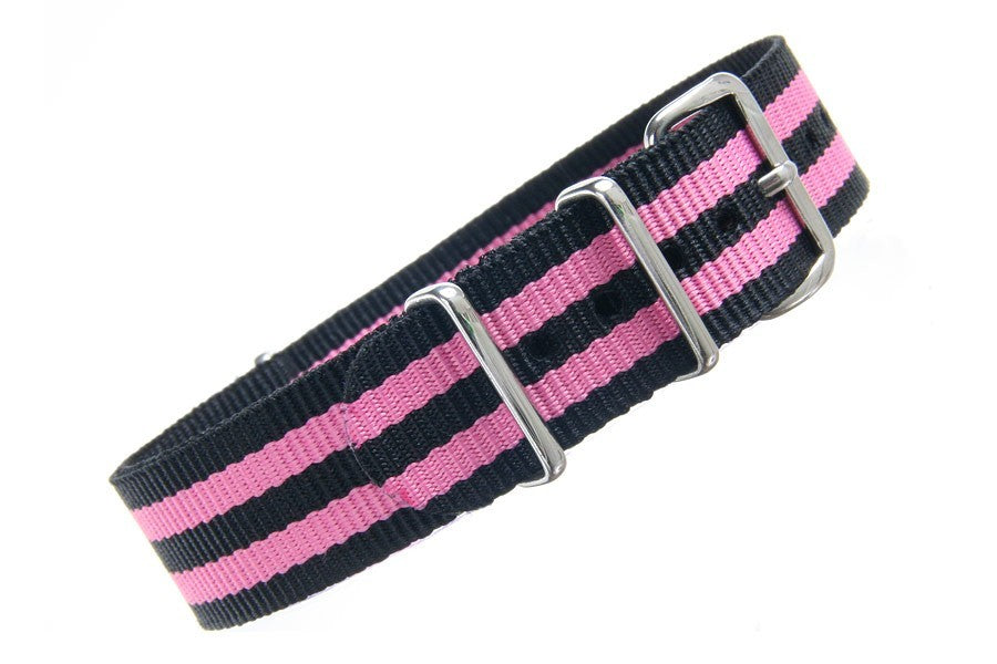 Bracelet nylon NATO Noir/Rose
