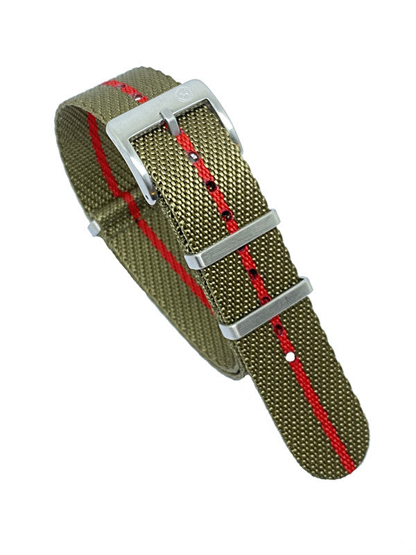 BRACELET NATO PREMIUM - Olive/ Rouge