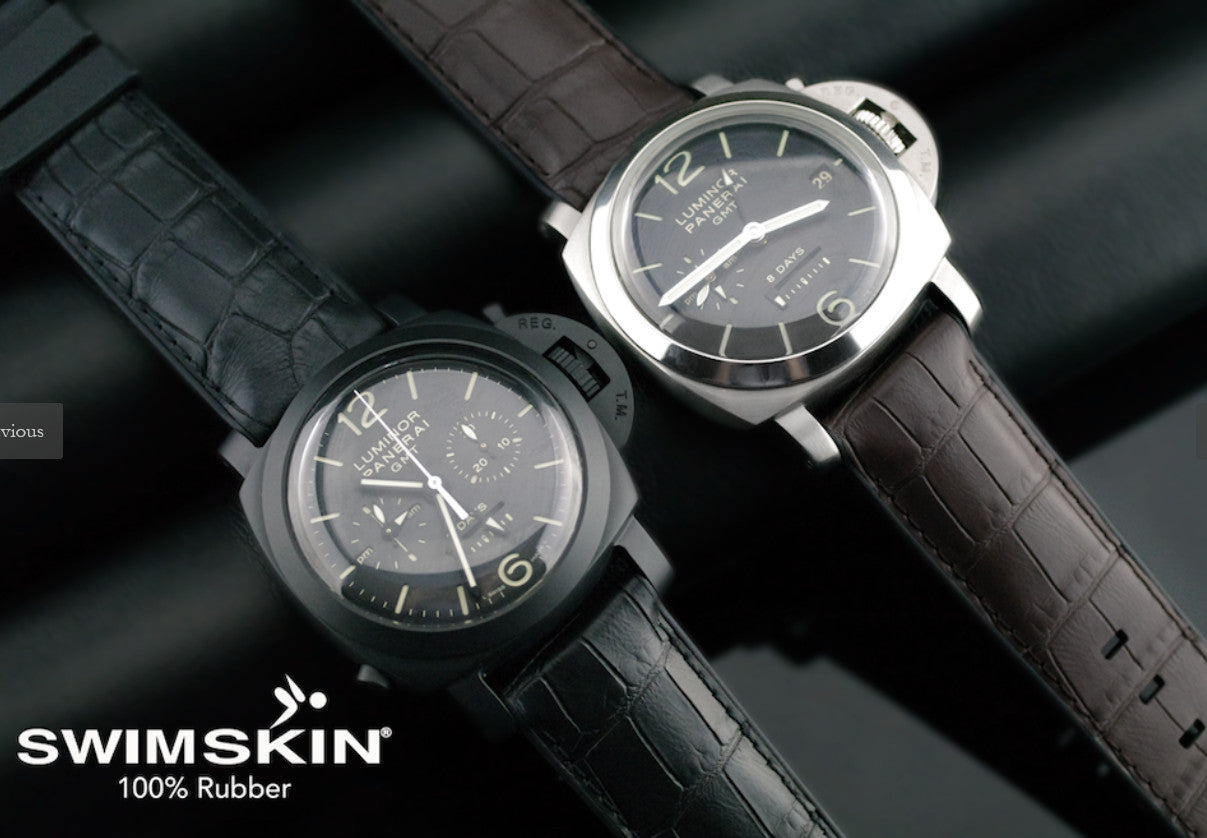 Rubber B strap Alligator SwimSkin PS24 Black