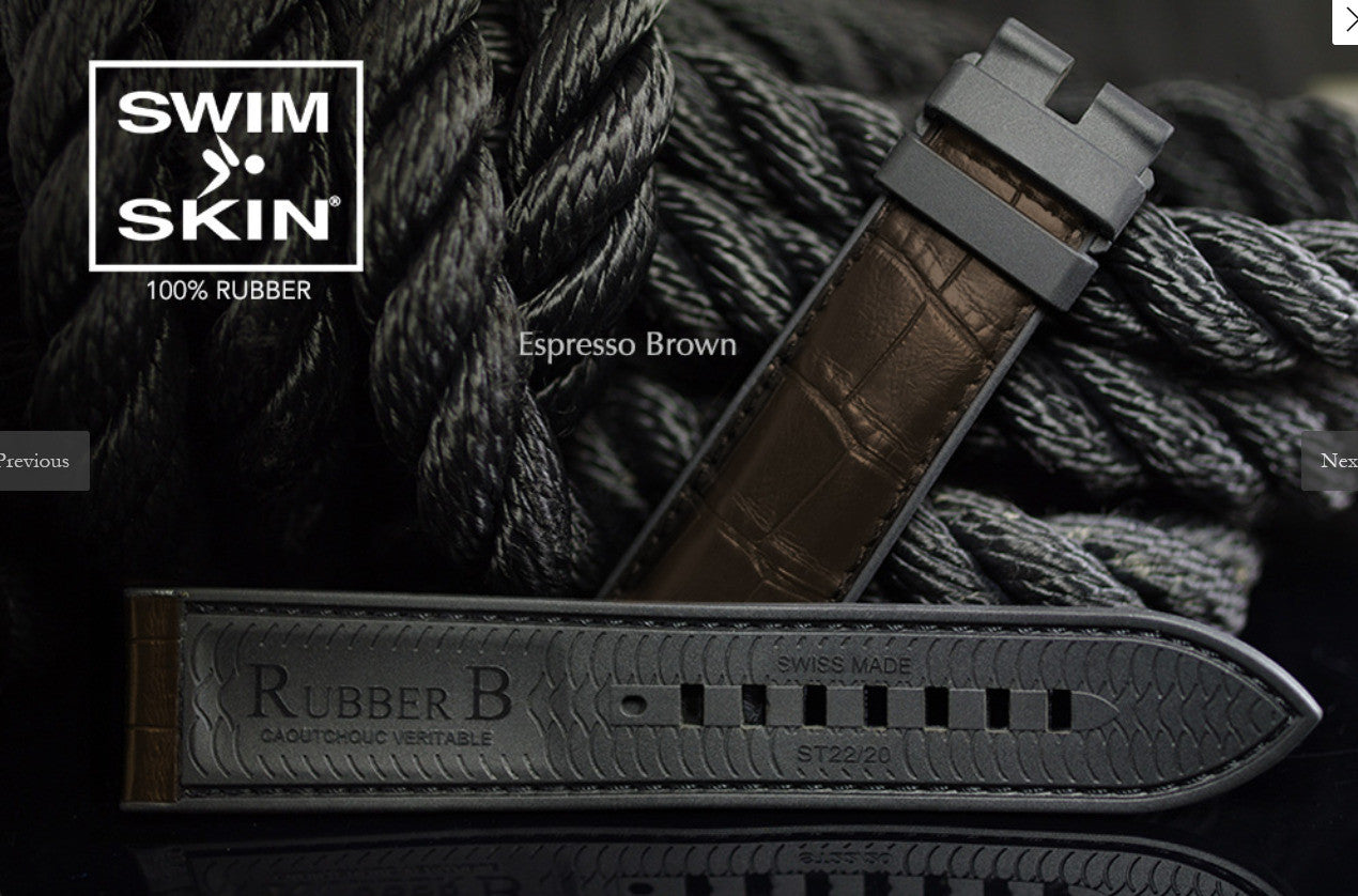 Rubber B strap Alligator SwimSkin PS24 Black