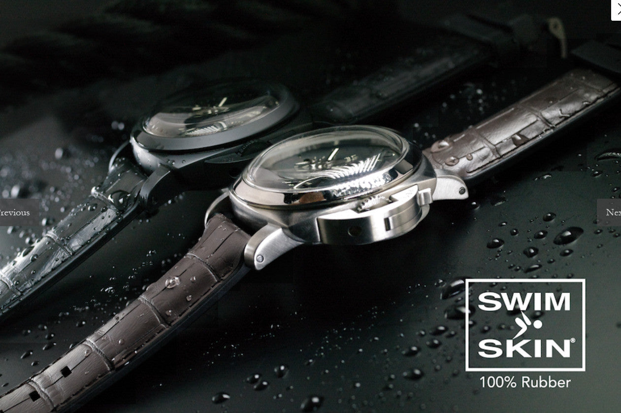 Rubber B strap Alligator SwimSkin PS24 Espresso Brown