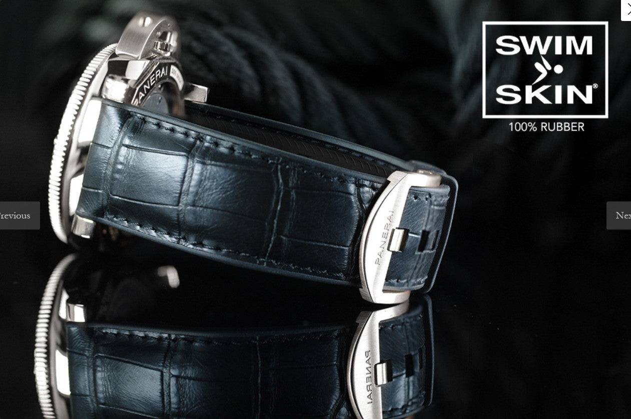 Rubber B strap Alligator SwimSkin PS24 Espresso Brown