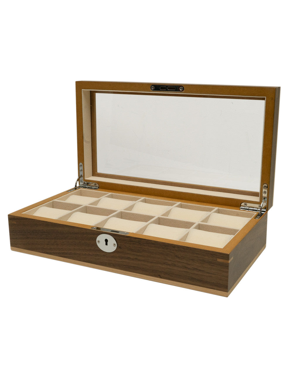 Boîte à montres Clipperton 10 en bois marron avec couvercle en verre - vue principale