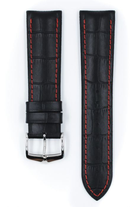 Bracelet pour montre George Hirsch Noir couture rouge