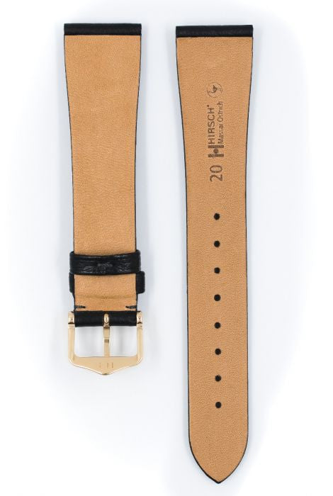 Massai Ostrich Hirsch watch strap Black