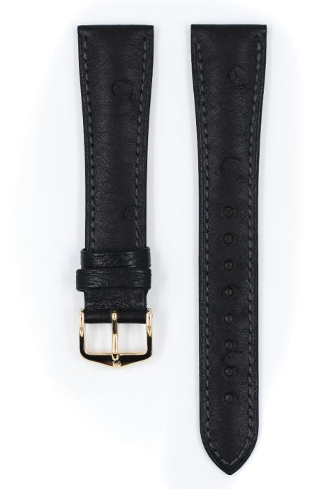 Massai Ostrich Hirsch watch strap Black