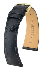 Massai Ostrich Hirsch watch strap Black
