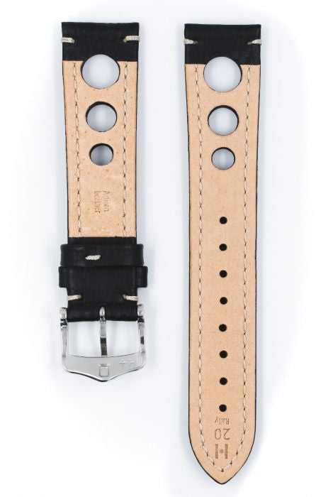 Bracelet pour montre Rally Hirsch Noir / Blanc